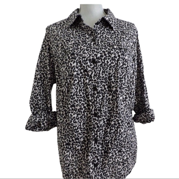 Style & Co Button Down Animal Print Shirt 16W - Picture 2 of 8